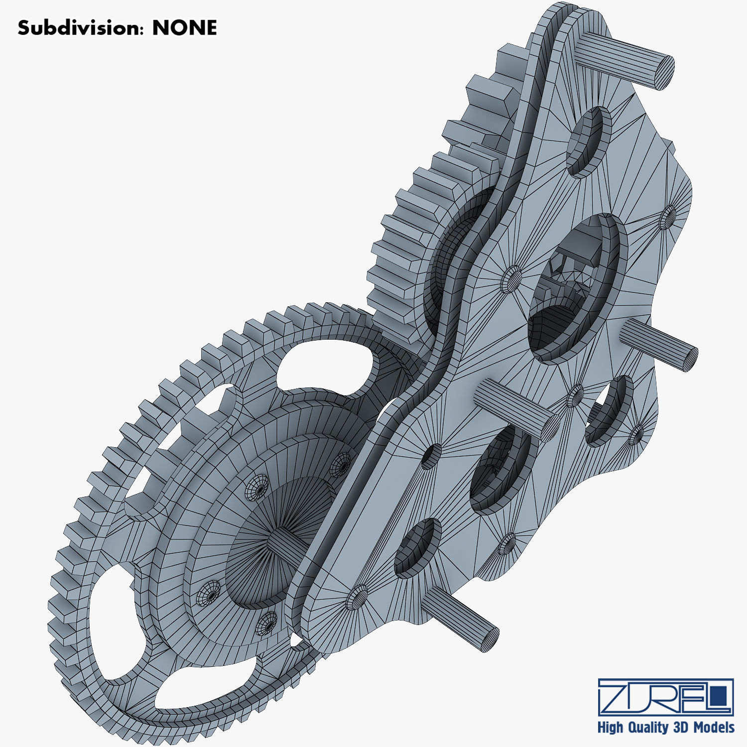 Gear Mechanism Low Poly v 5 Low-poly 3D model_28