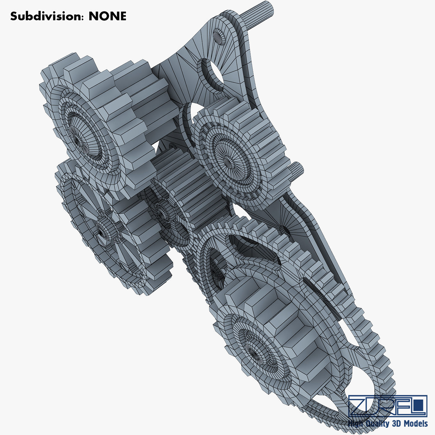 Gear Mechanism Low Poly v 5 Low-poly 3D model_37