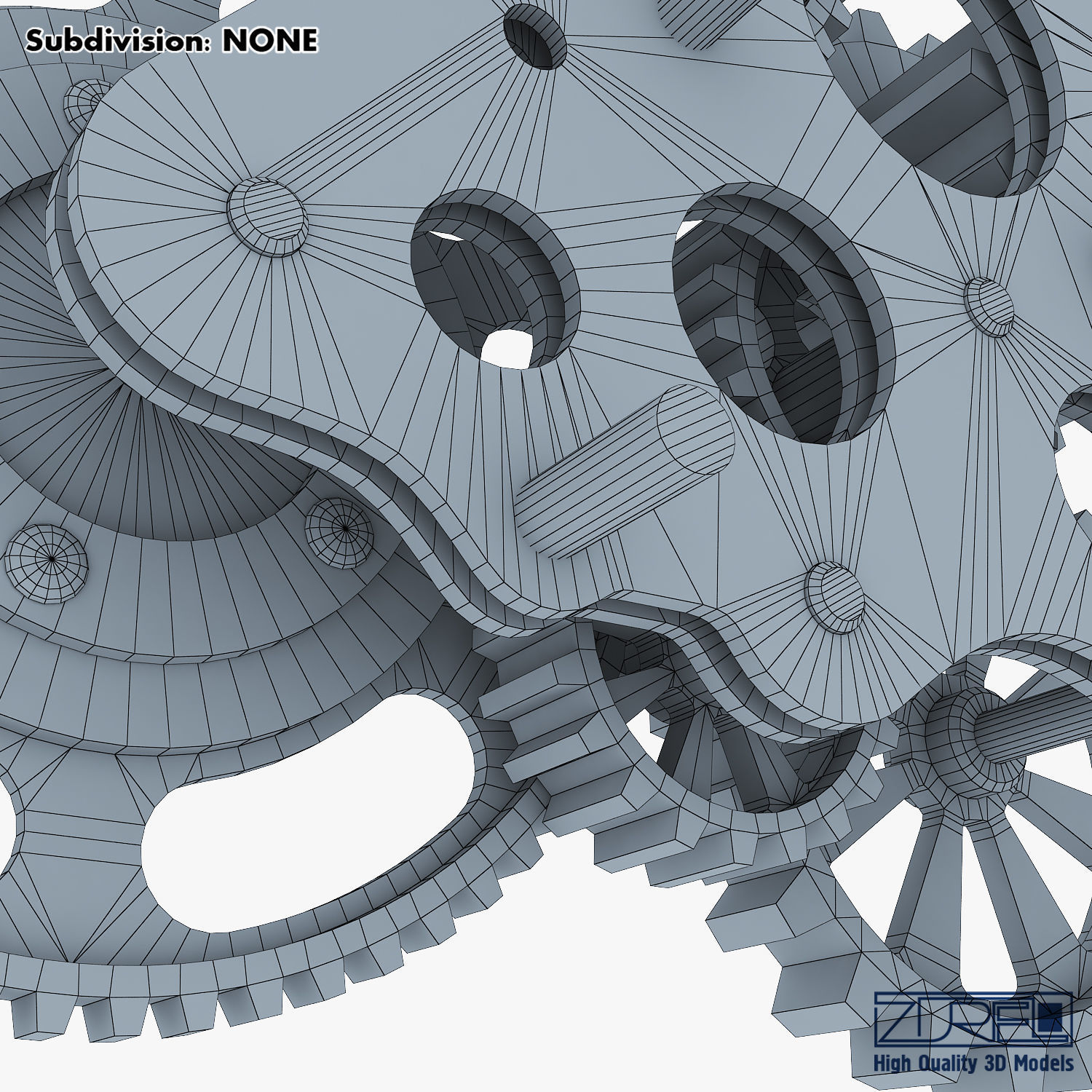 Gear Mechanism Low Poly v 5 Low-poly 3D model_48
