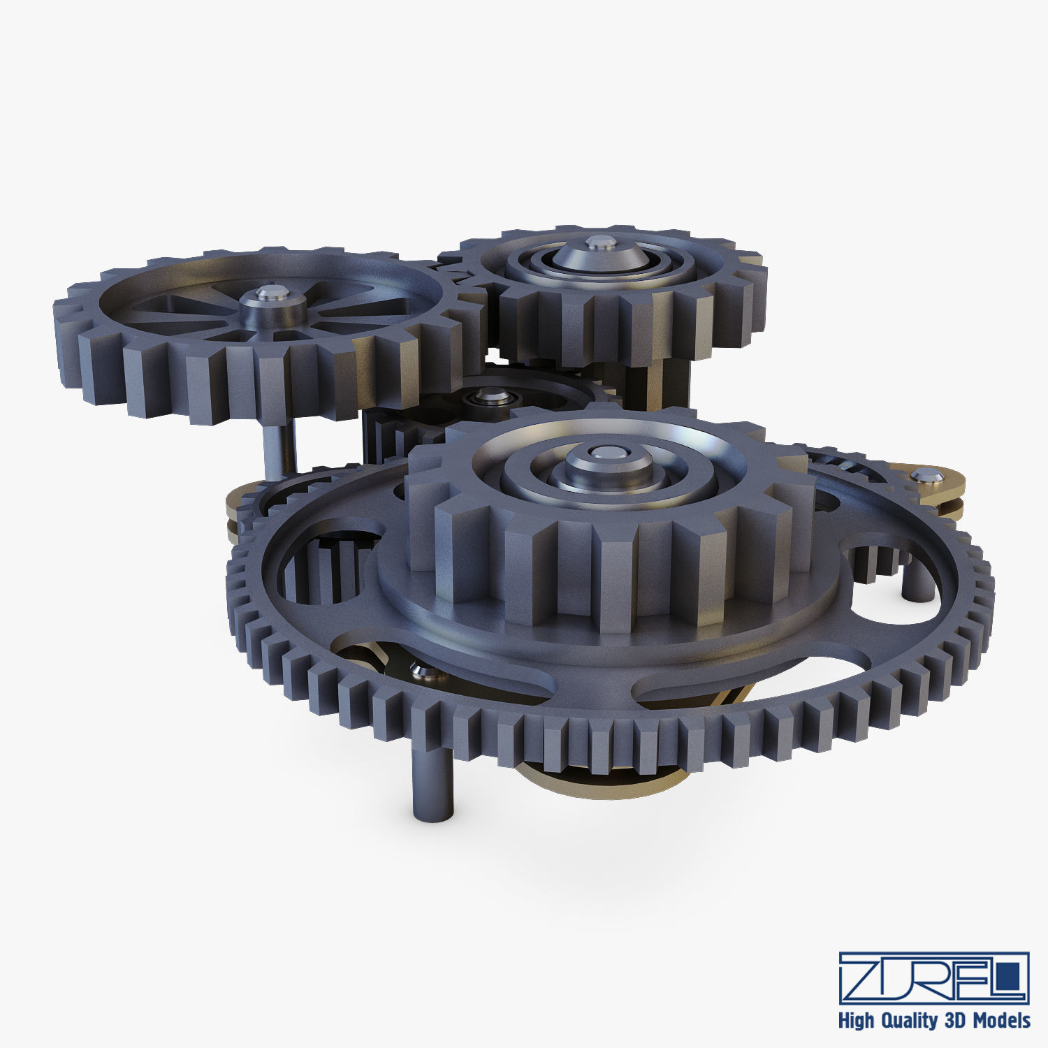 Gear Mechanism Low Poly v 5 Low-poly 3D model_13