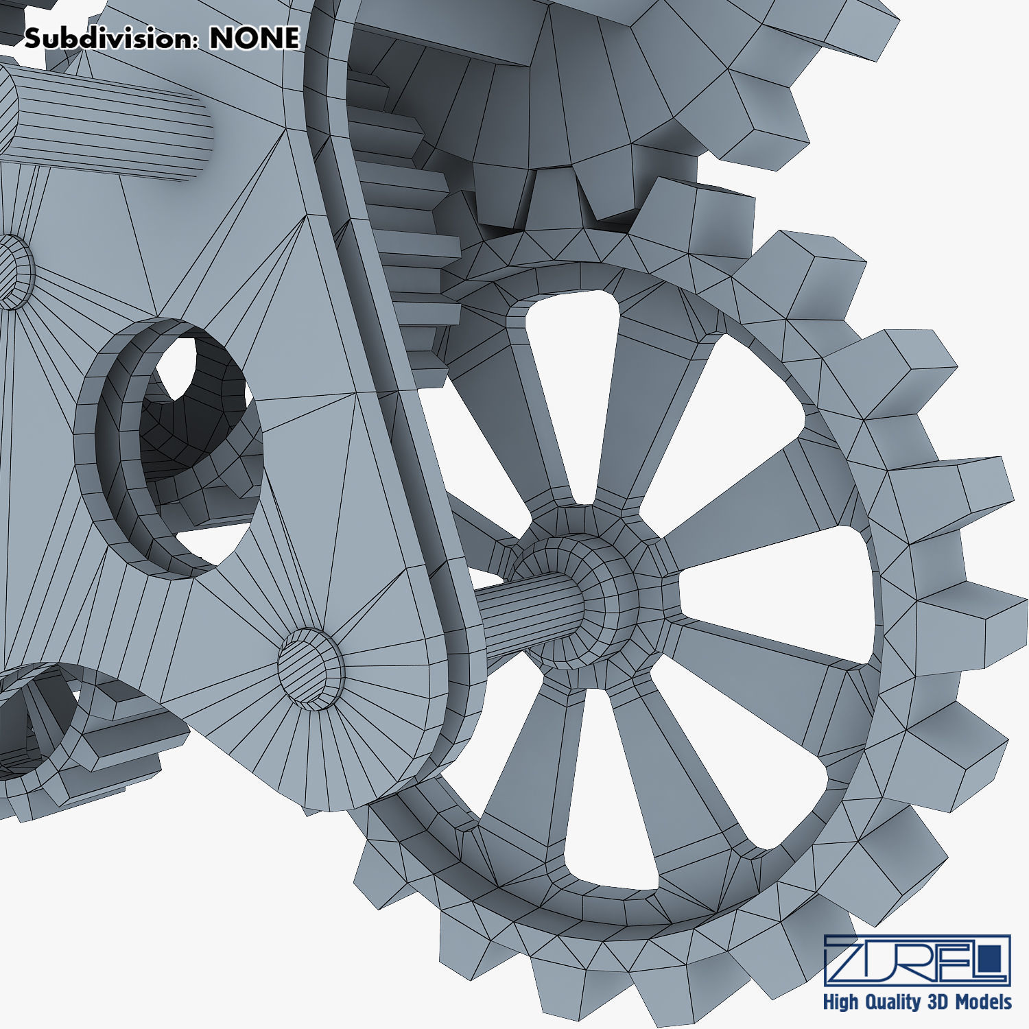 Gear Mechanism Low Poly v 5 Low-poly 3D model_45