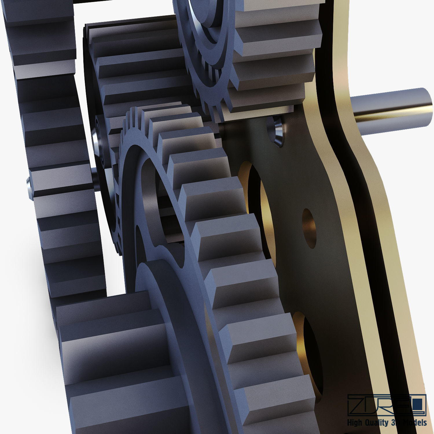 Gear Mechanism Low Poly v 5 Low-poly 3D model_21