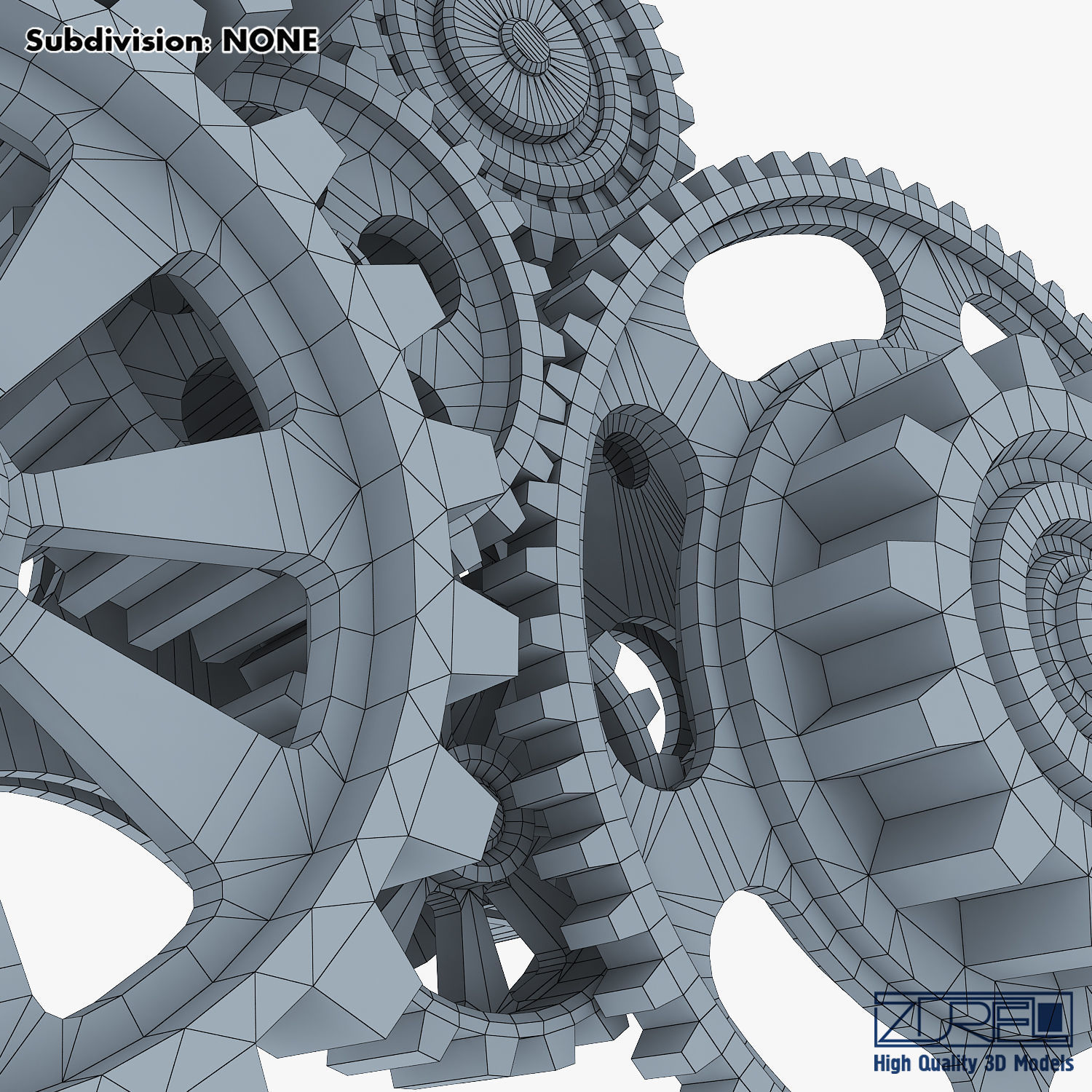 Gear Mechanism Low Poly v 5 Low-poly 3D model_43