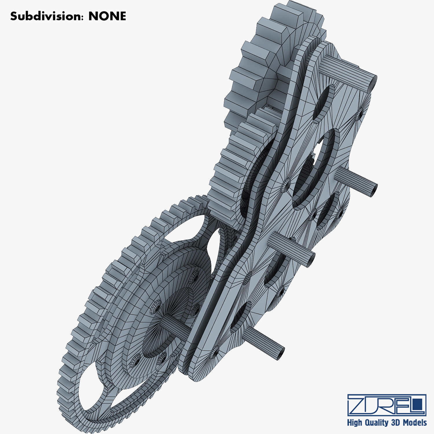 Gear Mechanism Low Poly v 5 Low-poly 3D model_38