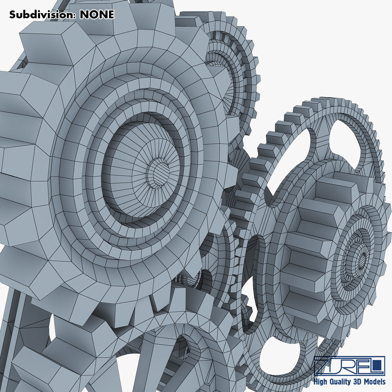 Gear Mechanism Low Poly v 5 Low-poly 3D model_41