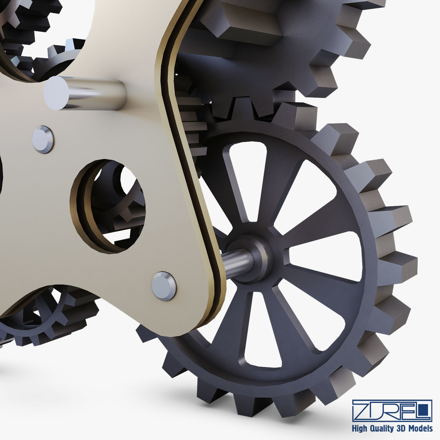 Gear Mechanism Low Poly v 5 Low-poly 3D model_25