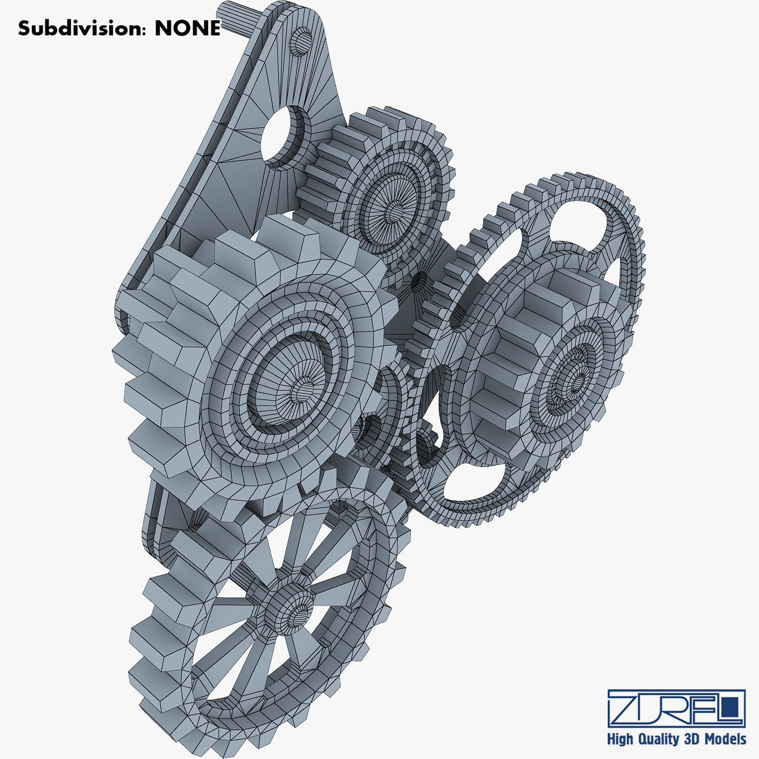 Gear Mechanism Low Poly v 5 Low-poly 3D model_27