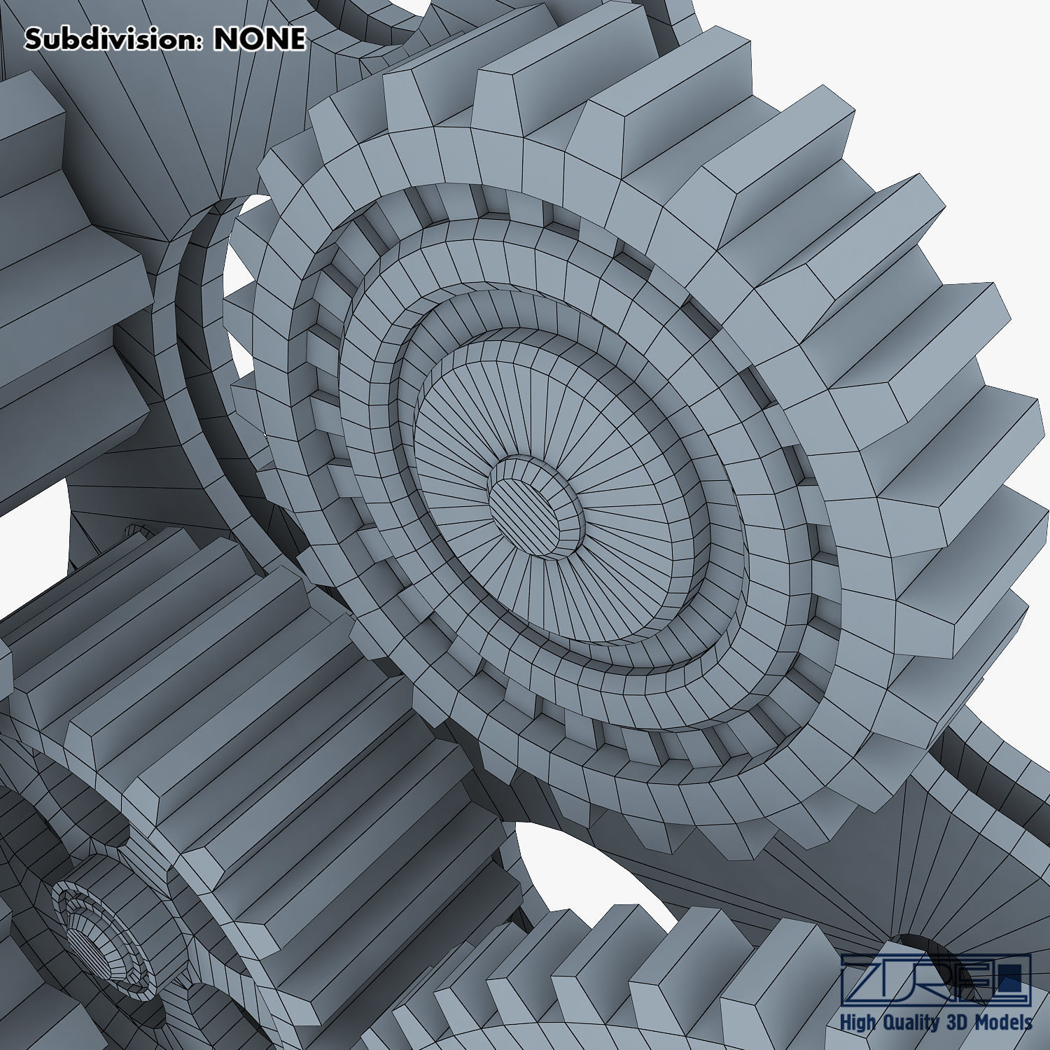Gear Mechanism Low Poly v 5 Low-poly 3D model_39
