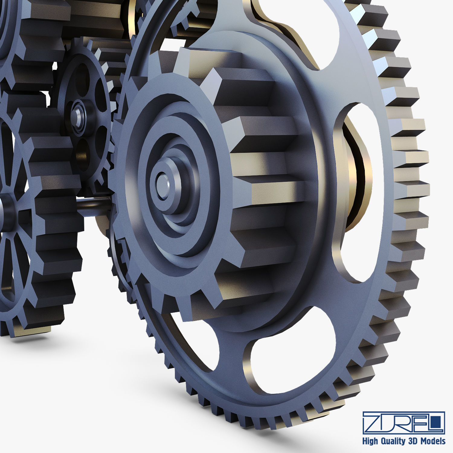 Gear Mechanism Low Poly v 5 Low-poly 3D model_19