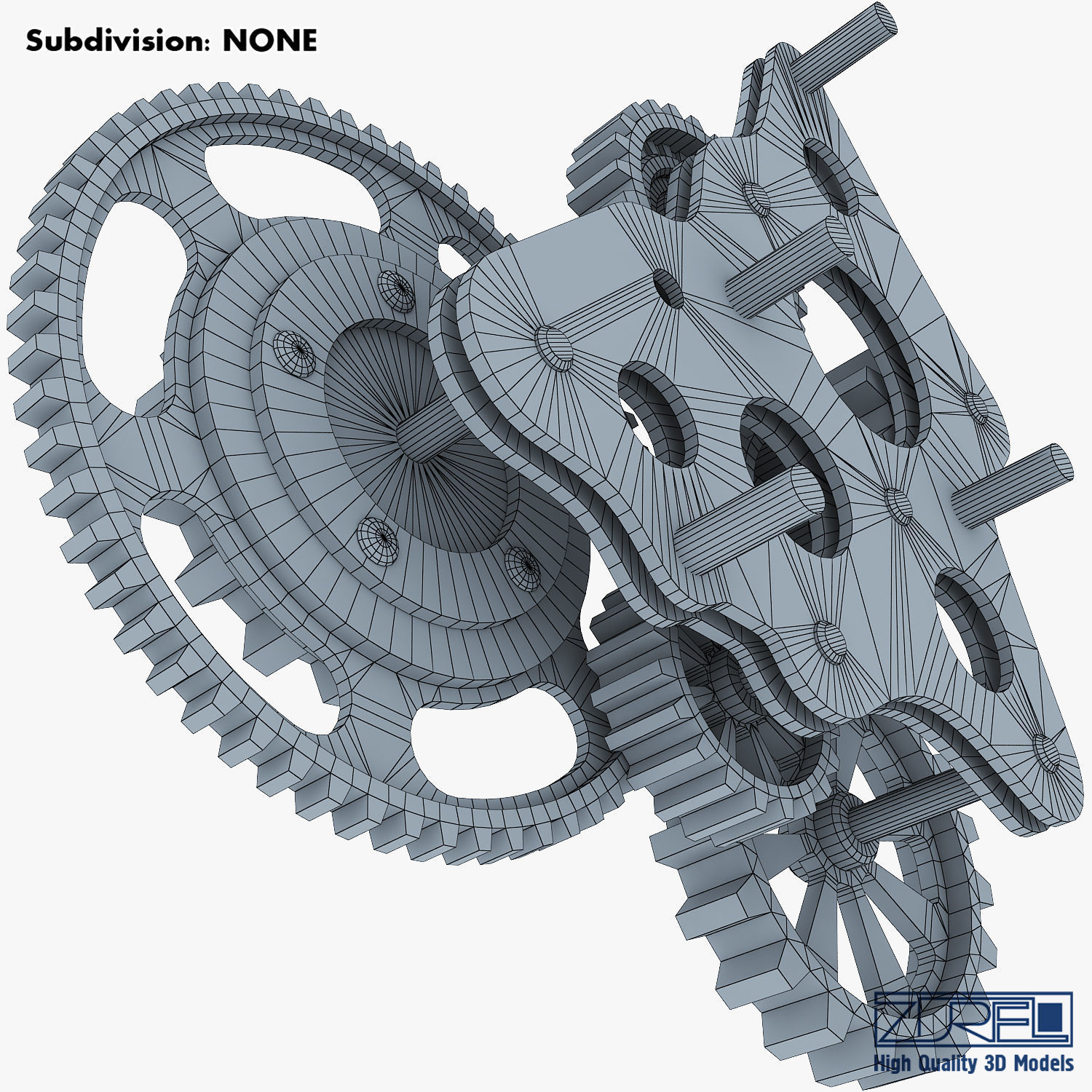 Gear Mechanism Low Poly v 5 Low-poly 3D model_32