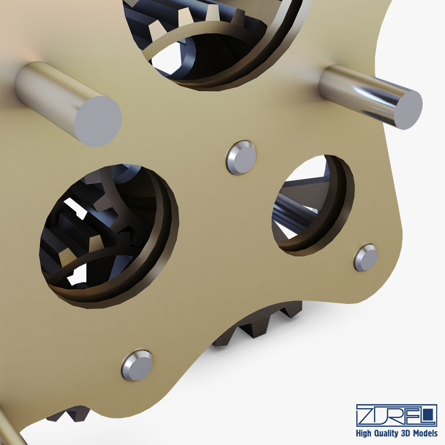 Gear Mechanism Low Poly v 5 Low-poly 3D model_23