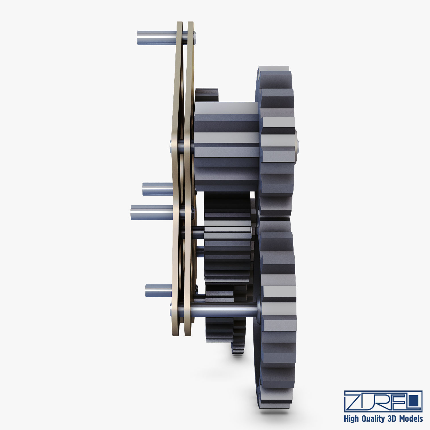 Gear Mechanism Low Poly v 5 Low-poly 3D model_10