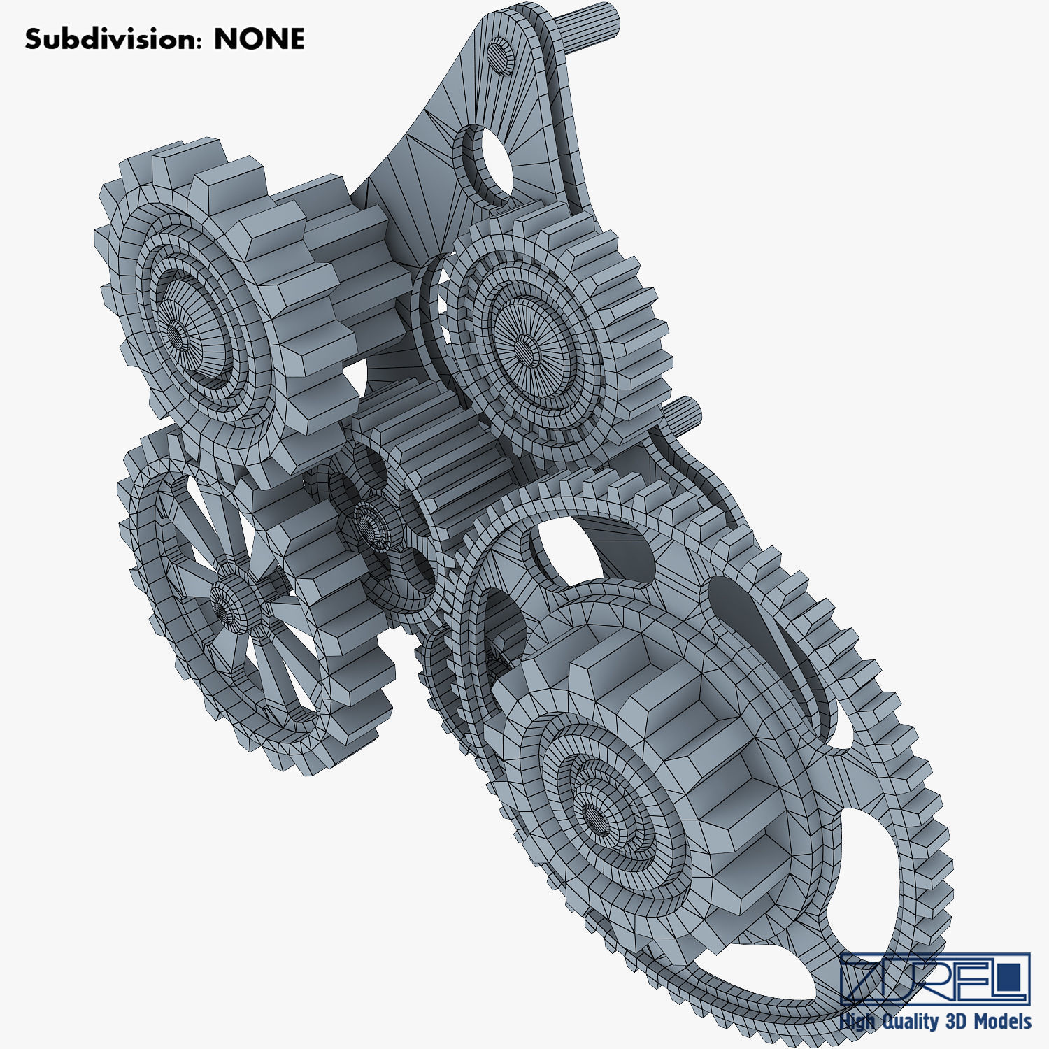 Gear Mechanism Low Poly v 5 Low-poly 3D model_29