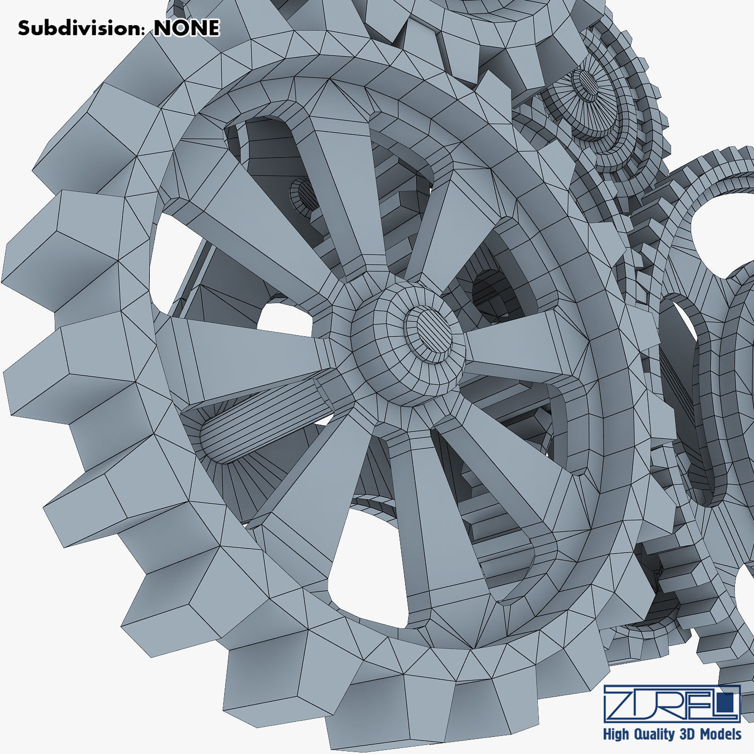 Gear Mechanism Low Poly v 5 Low-poly 3D model_44