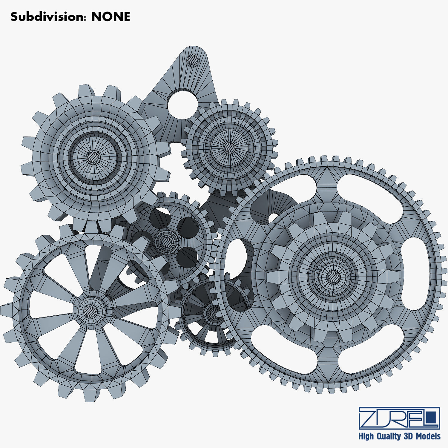 Gear Mechanism Low Poly v 5 Low-poly 3D model_35
