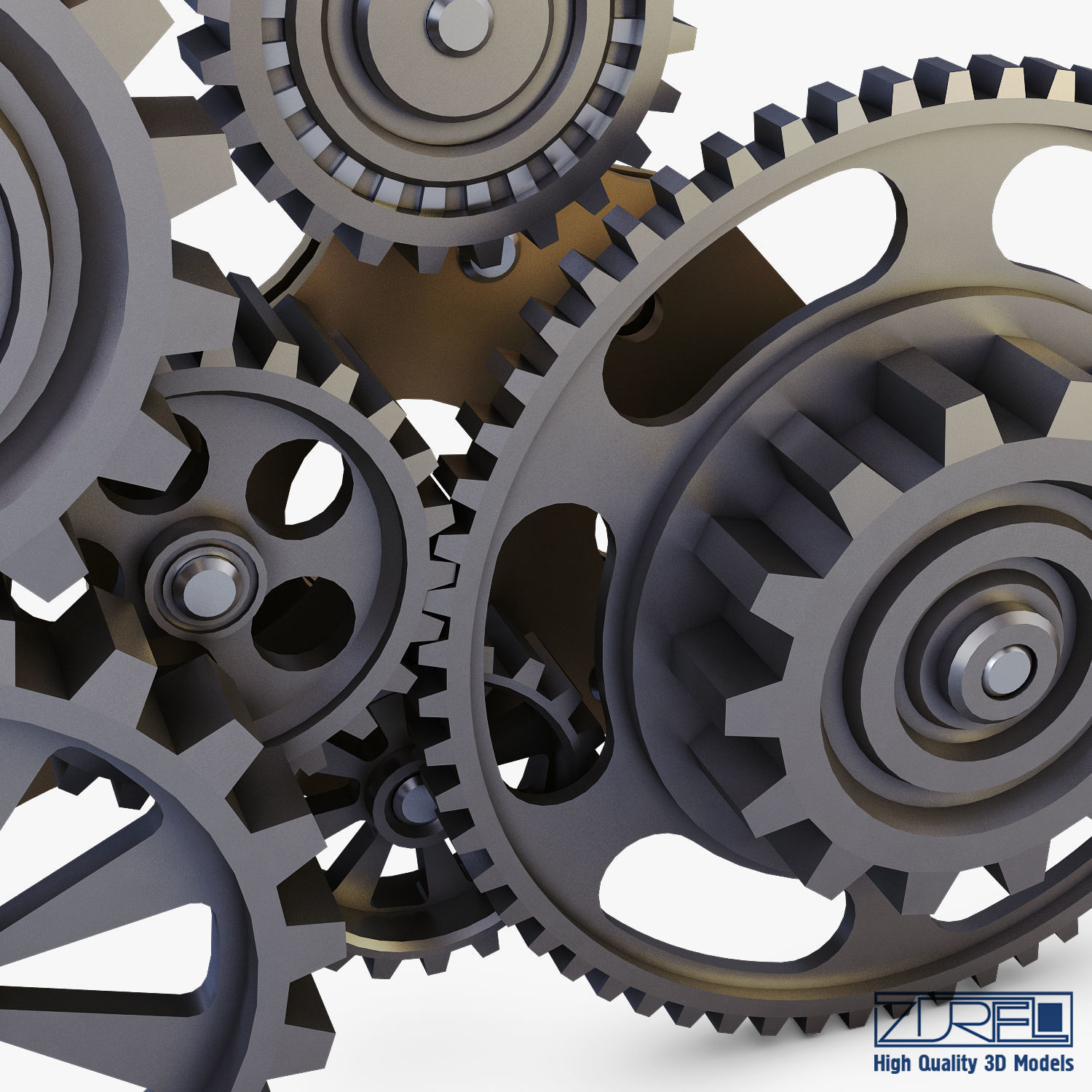 Gear Mechanism Low Poly v 5 Low-poly 3D model_17