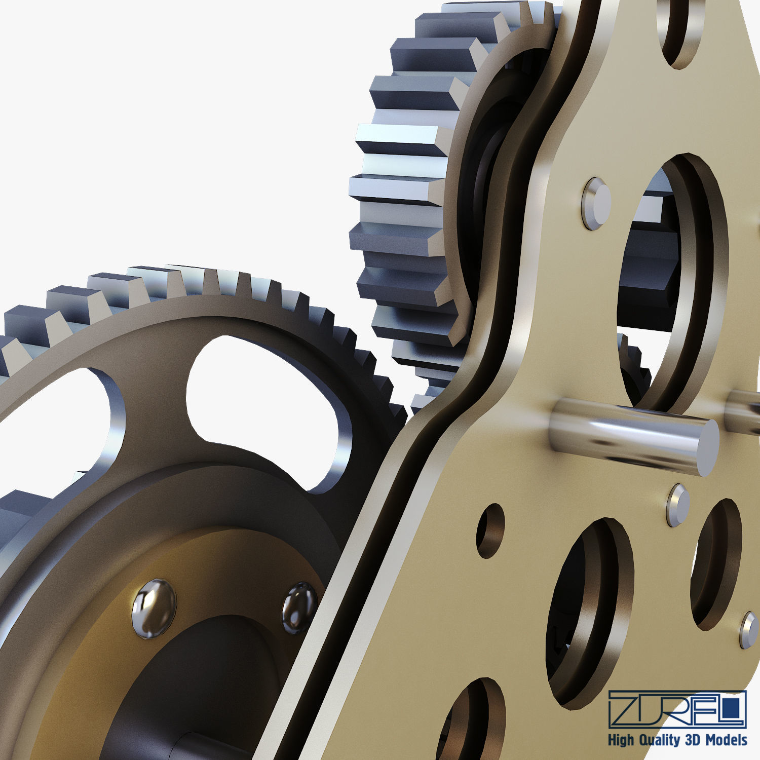 Gear Mechanism Low Poly v 5 Low-poly 3D model_22