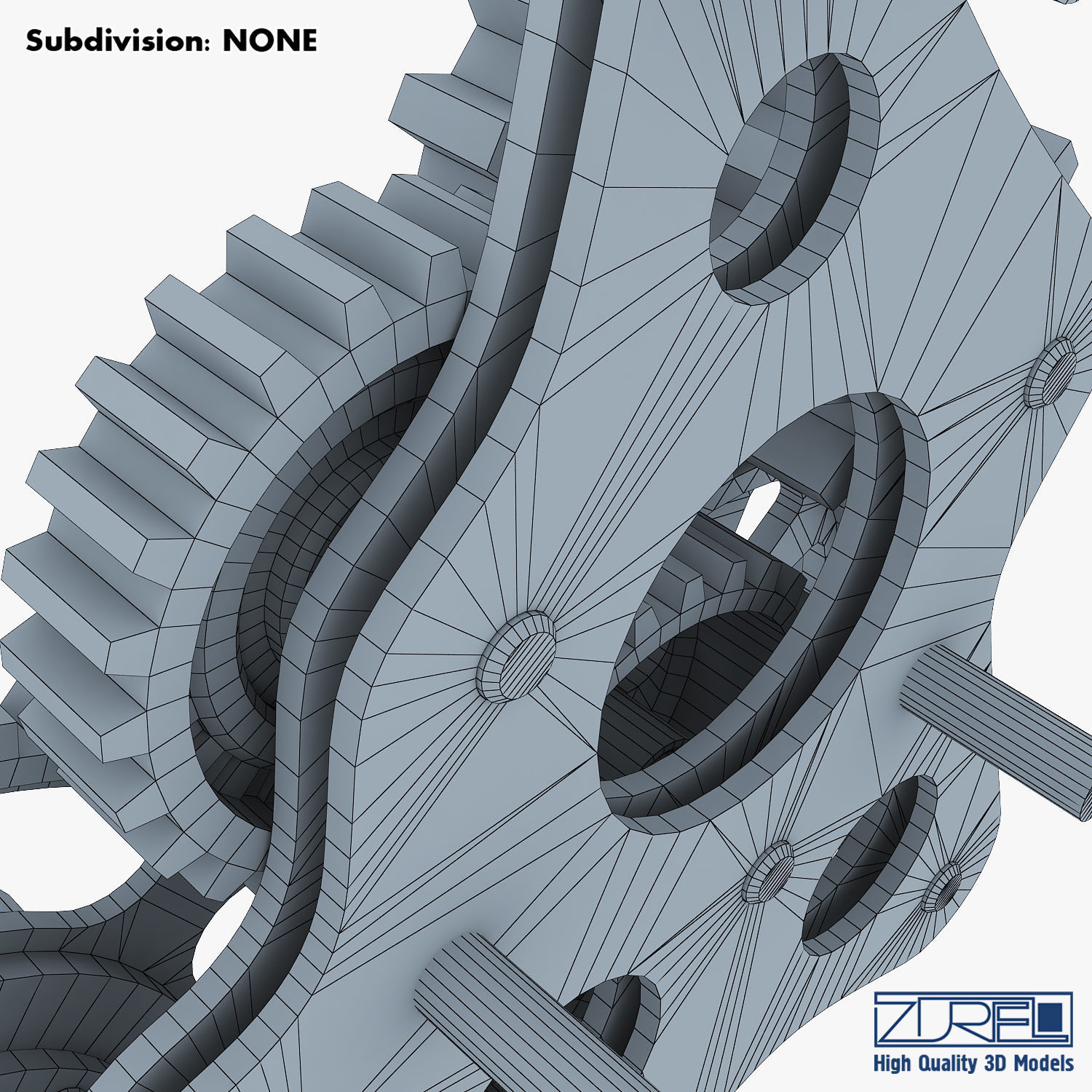 Gear Mechanism Low Poly v 5 Low-poly 3D model_47