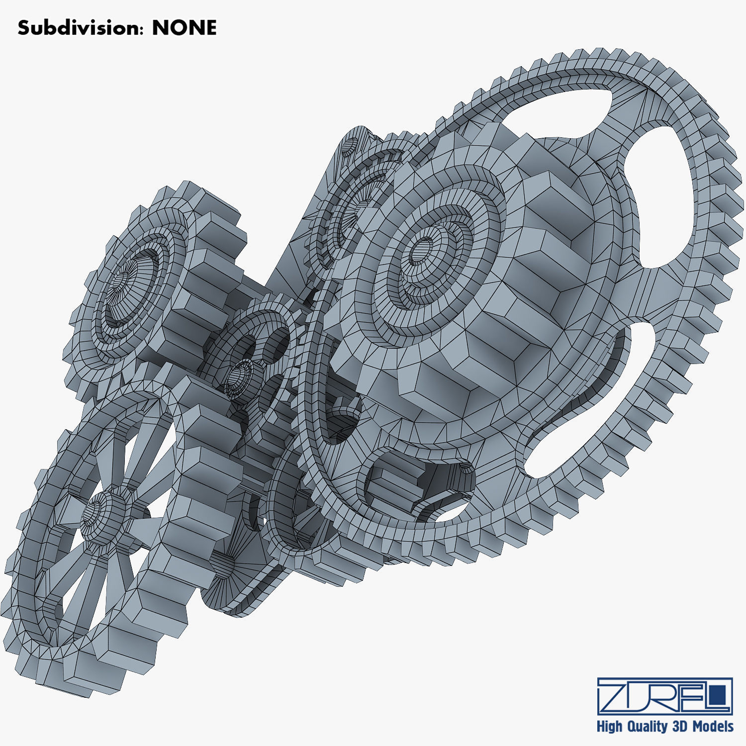 Gear Mechanism Low Poly v 5 Low-poly 3D model_33