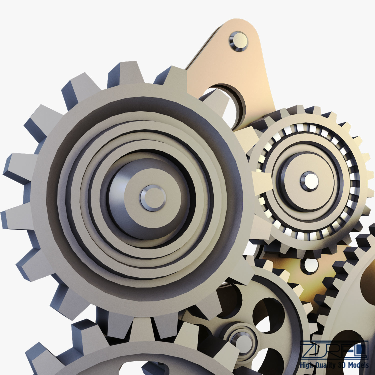 Gear Mechanism Low Poly v 5 Low-poly 3D model_18