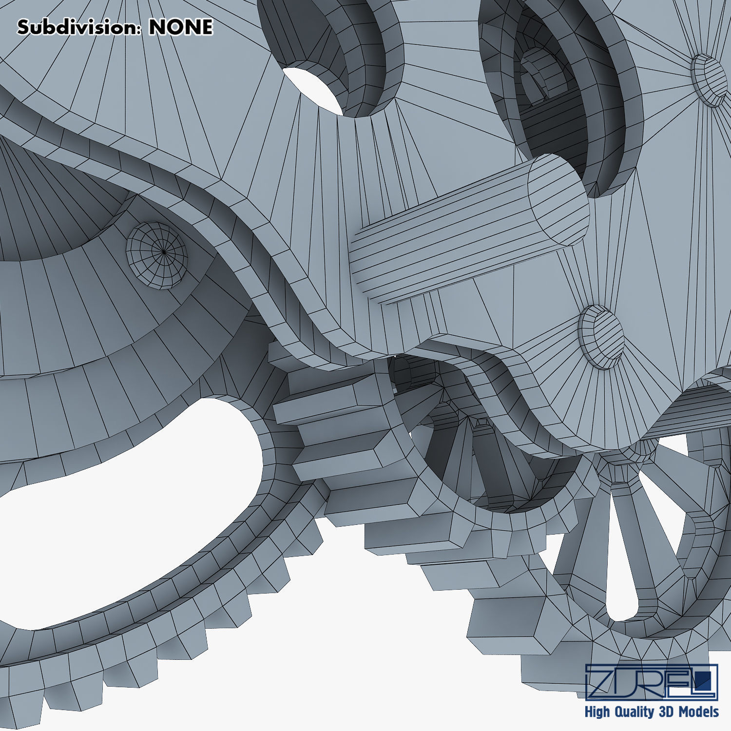 Gear Mechanism Low Poly v 5 Low-poly 3D model_46