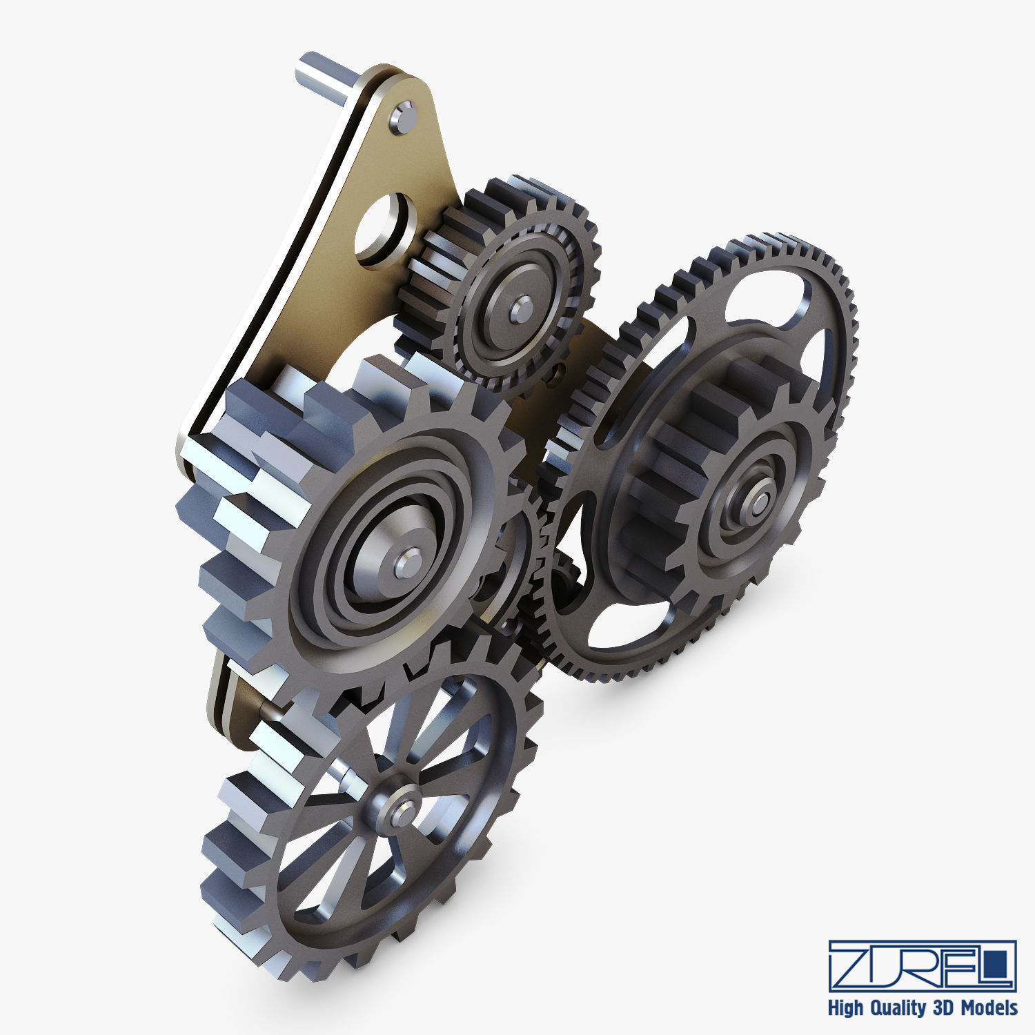 Gear Mechanism Low Poly v 5 Low-poly 3D model_6