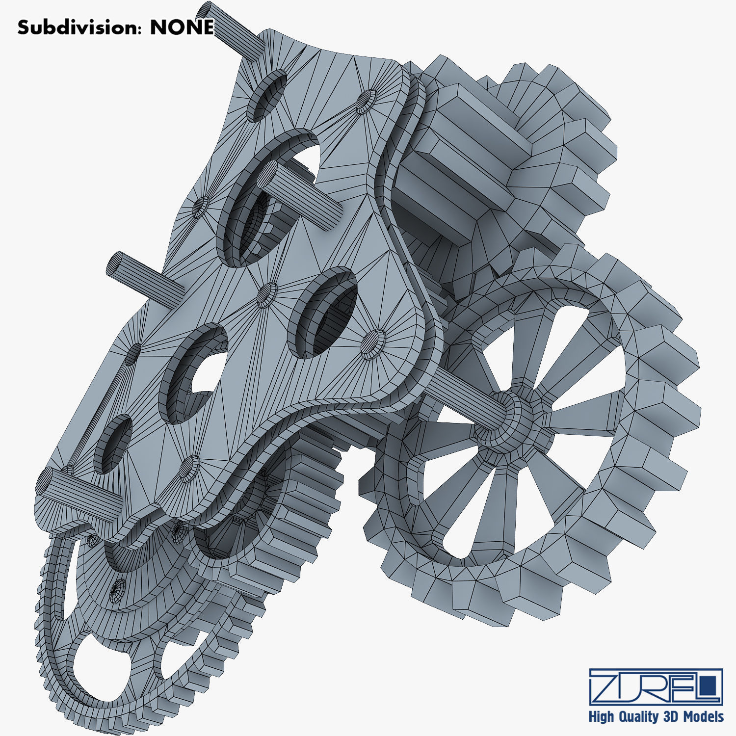 Gear Mechanism Low Poly v 5 Low-poly 3D model_34