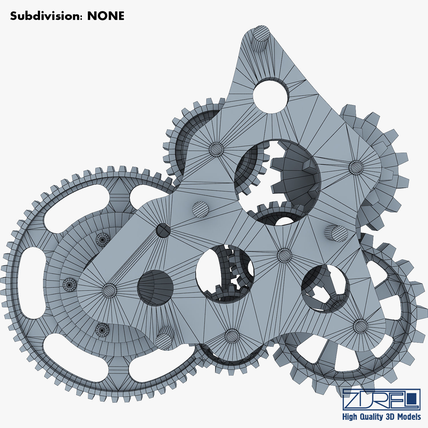 Gear Mechanism Low Poly v 5 Low-poly 3D model_36