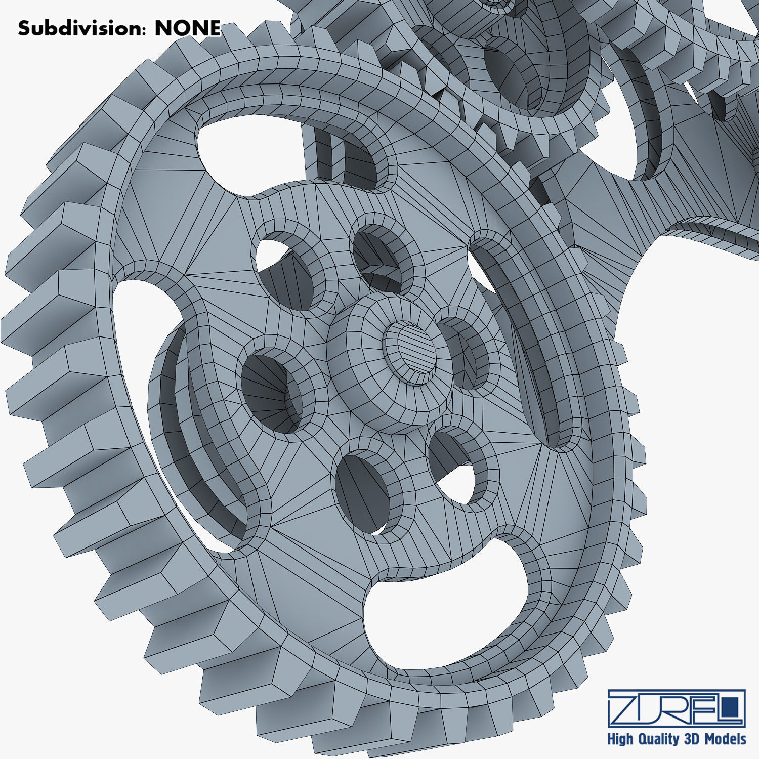 Gear Mechanism Low Poly v 4 Low-poly 3D model_43