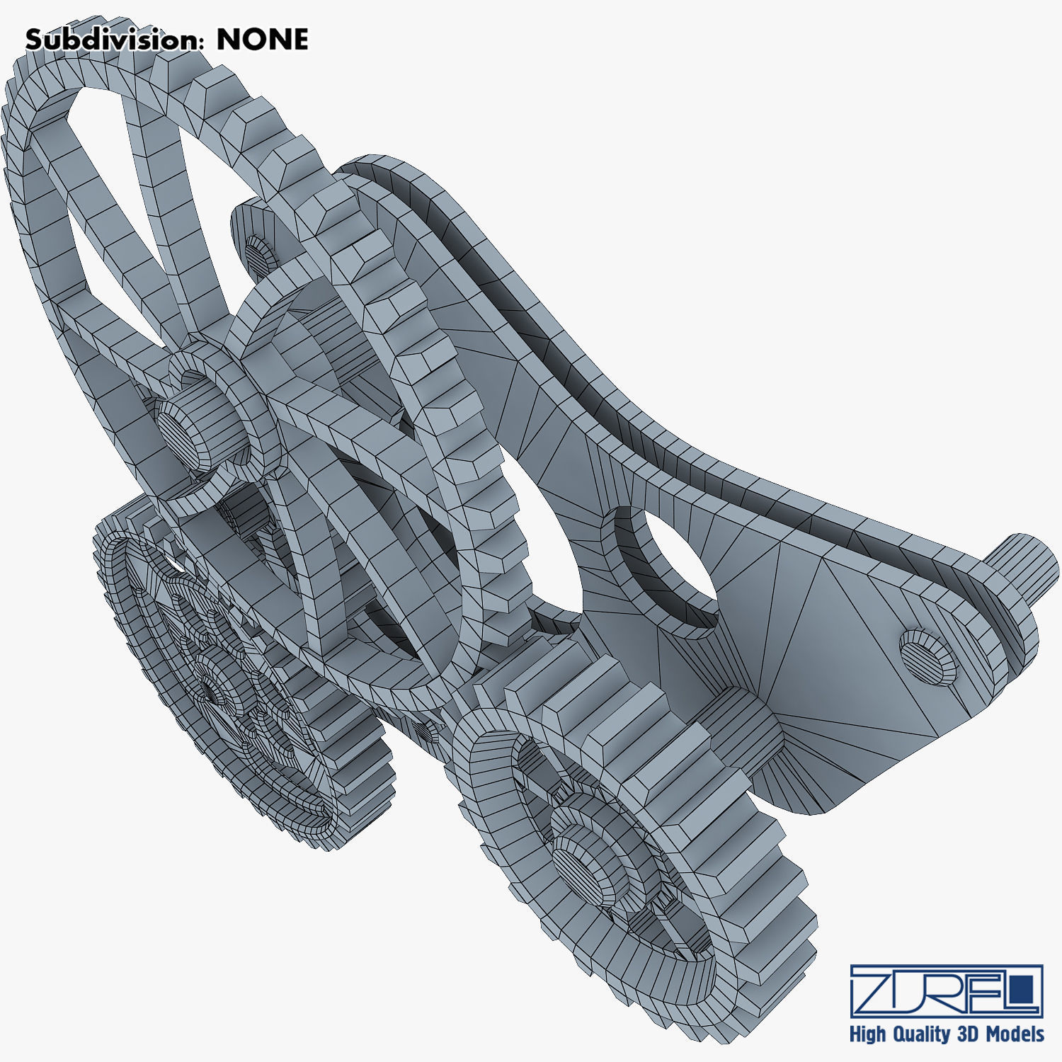 Gear Mechanism Low Poly v 4 Low-poly 3D model_37
