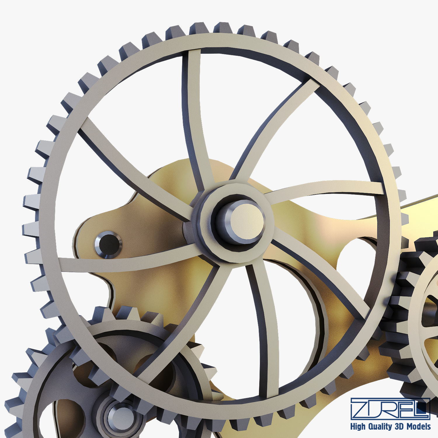 Gear Mechanism Low Poly v 4 Low-poly 3D model_18