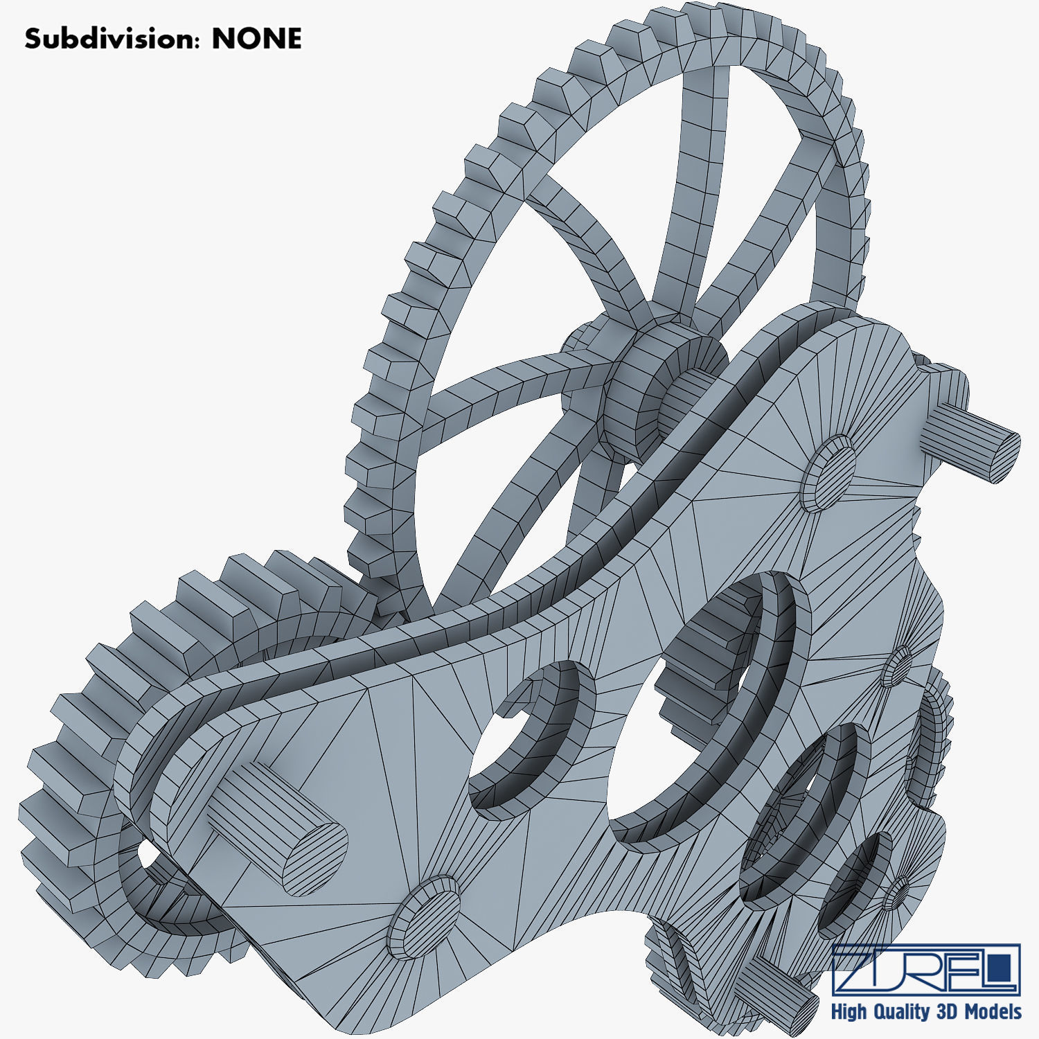Gear Mechanism Low Poly v 4 Low-poly 3D model_28