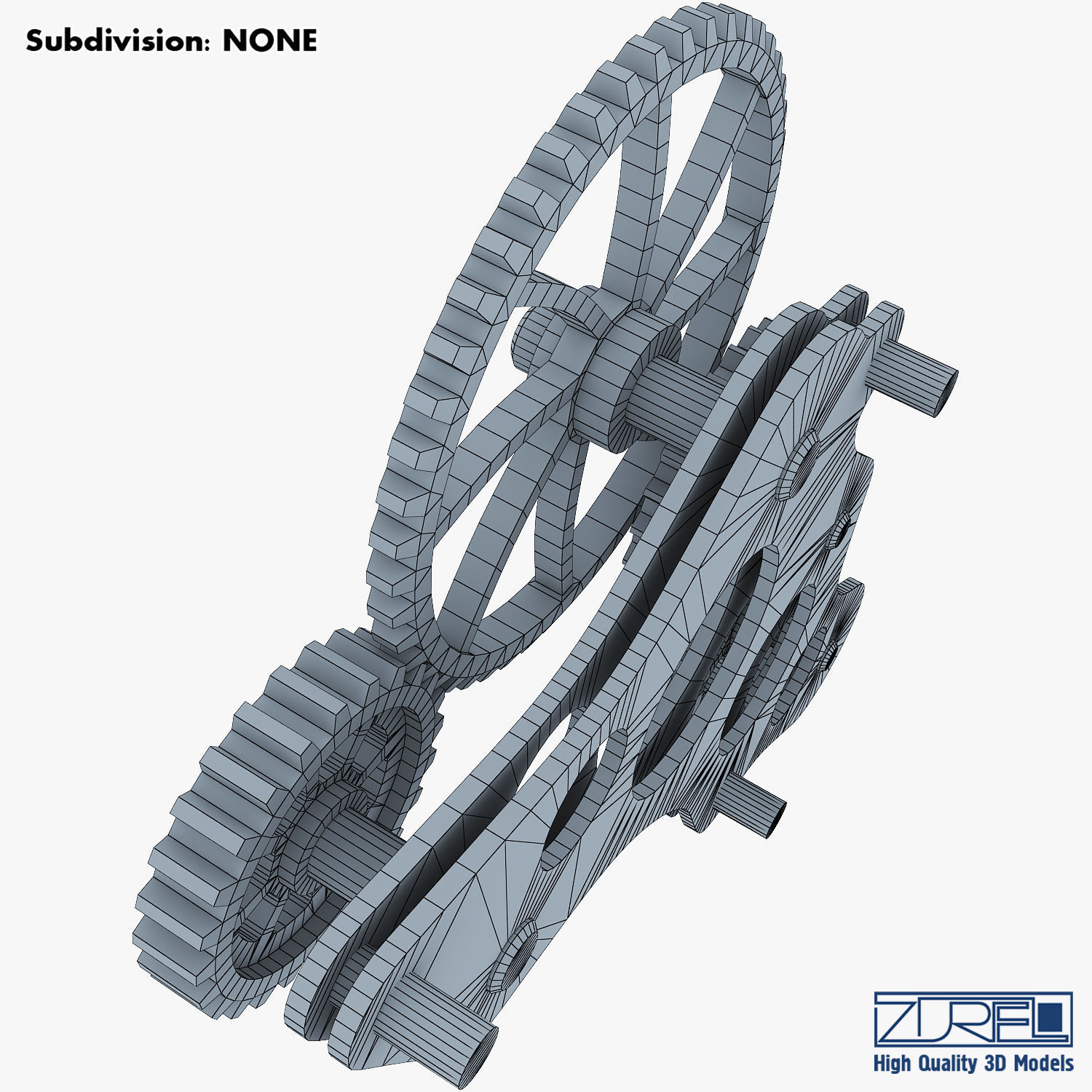 Gear Mechanism Low Poly v 4 Low-poly 3D model_38