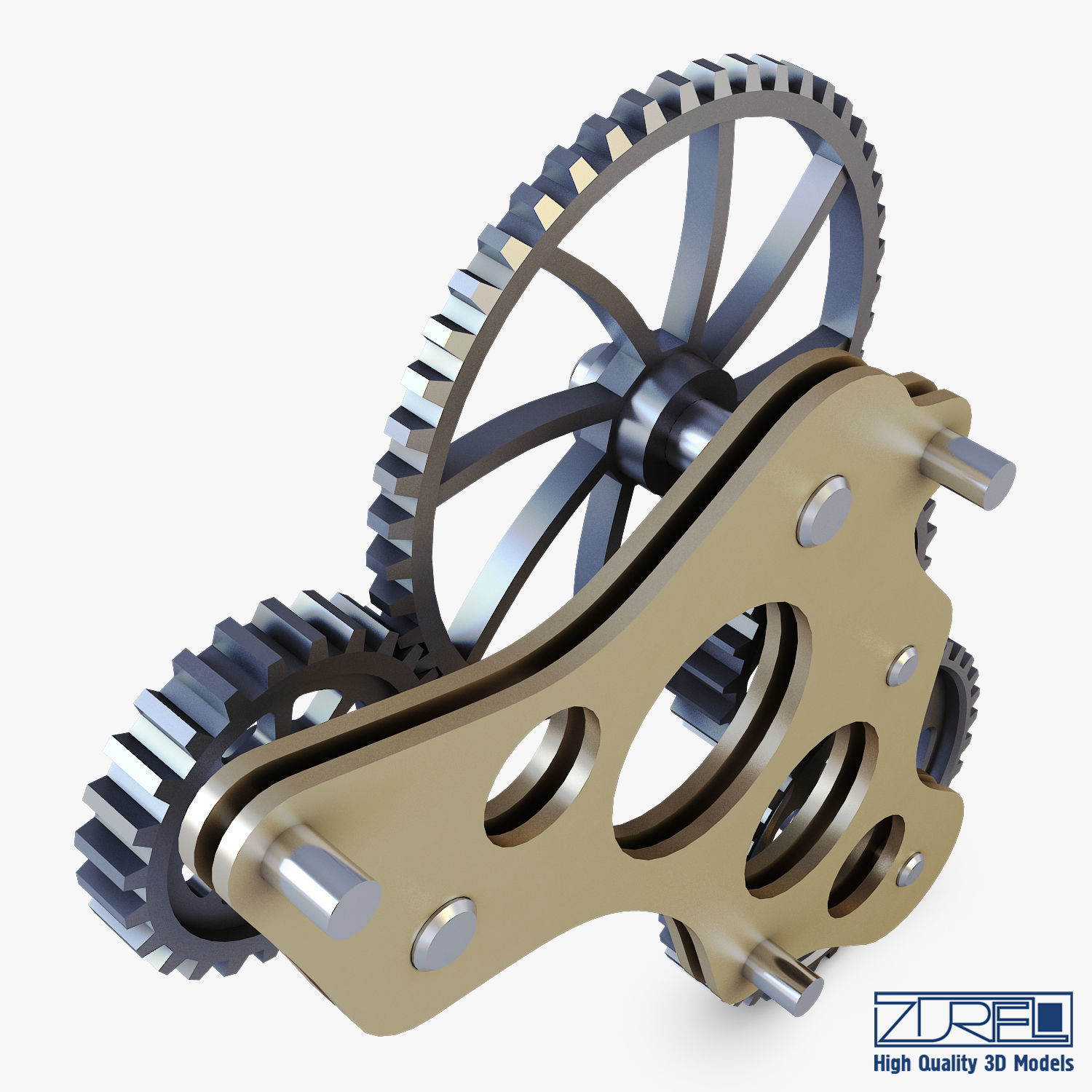 Gear Mechanism Low Poly v 4 Low-poly 3D model_7