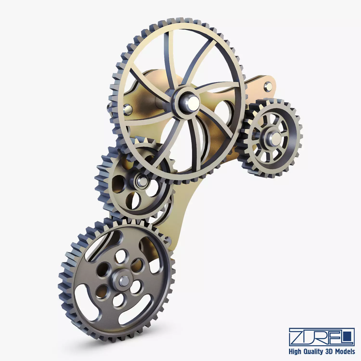 Gear Mechanism Low Poly v 4 Low-poly 3D model_0