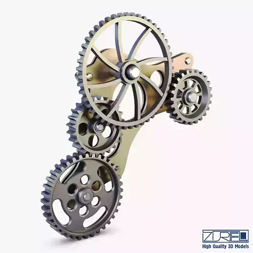 Gear Mechanism Low Poly v 4 Low-poly 3D model
