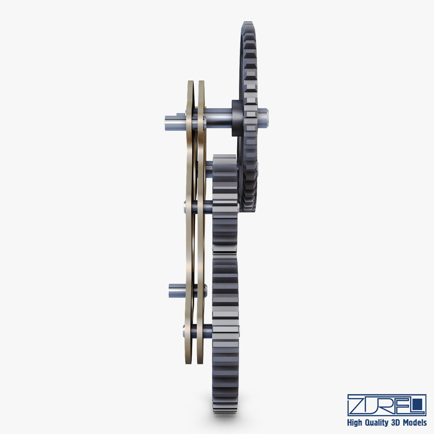 Gear Mechanism Low Poly v 4 Low-poly 3D model_10