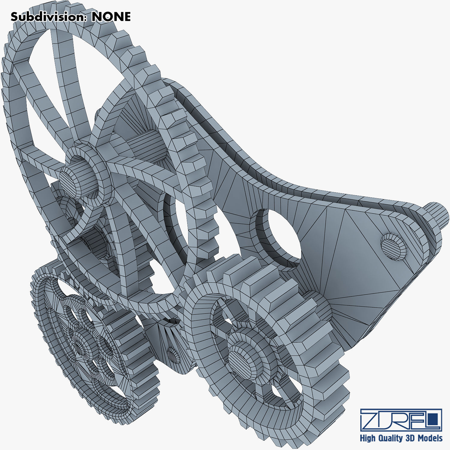 Gear Mechanism Low Poly v 4 Low-poly 3D model_29