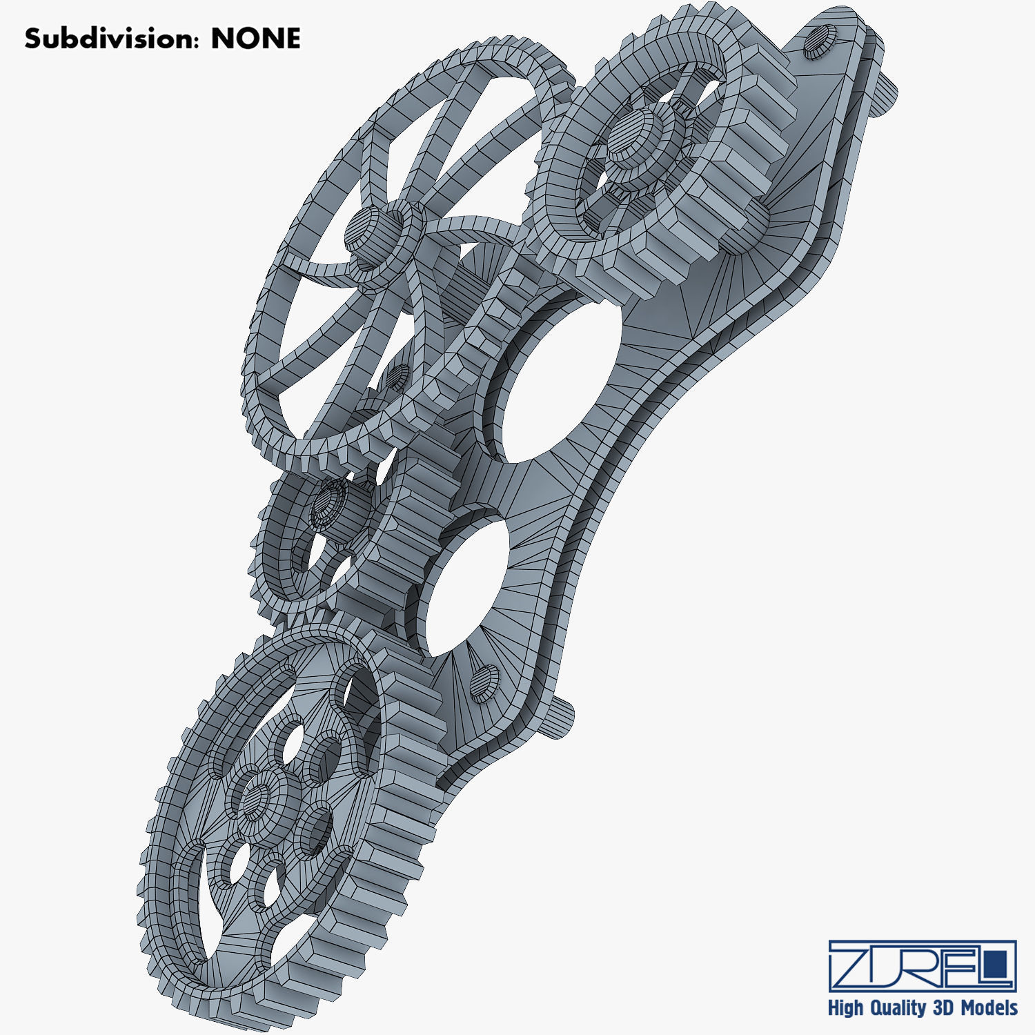 Gear Mechanism Low Poly v 4 Low-poly 3D model_33
