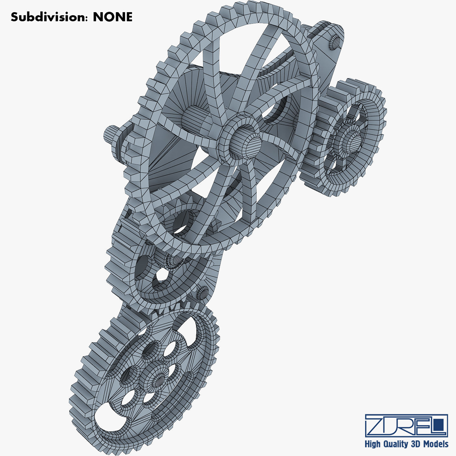 Gear Mechanism Low Poly v 4 Low-poly 3D model_27