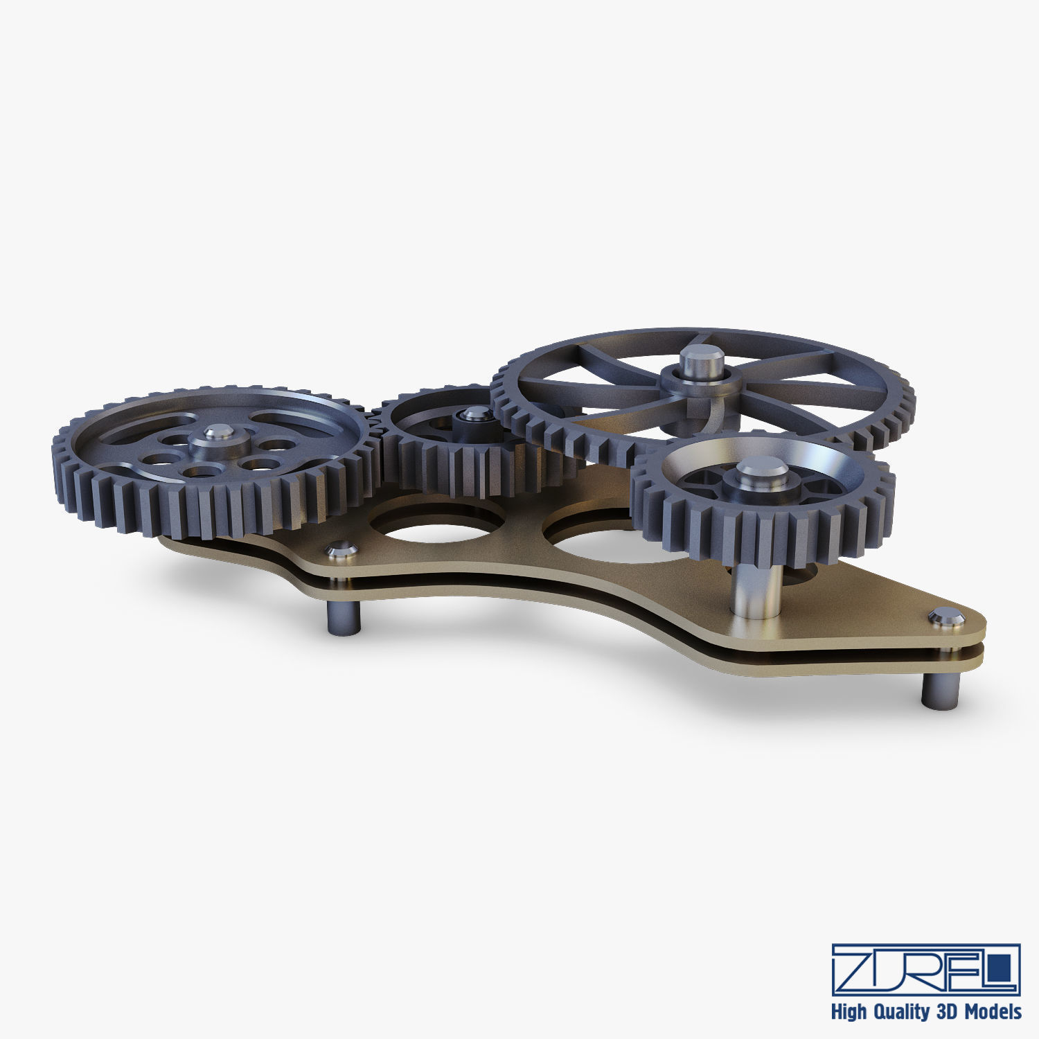 Gear Mechanism Low Poly v 4 Low-poly 3D model_13