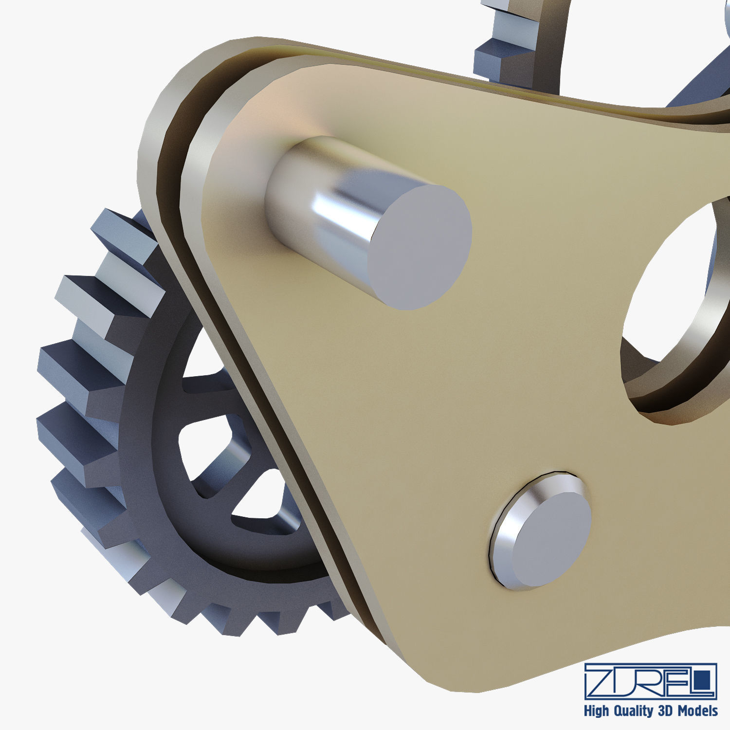 Gear Mechanism Low Poly v 4 Low-poly 3D model_23