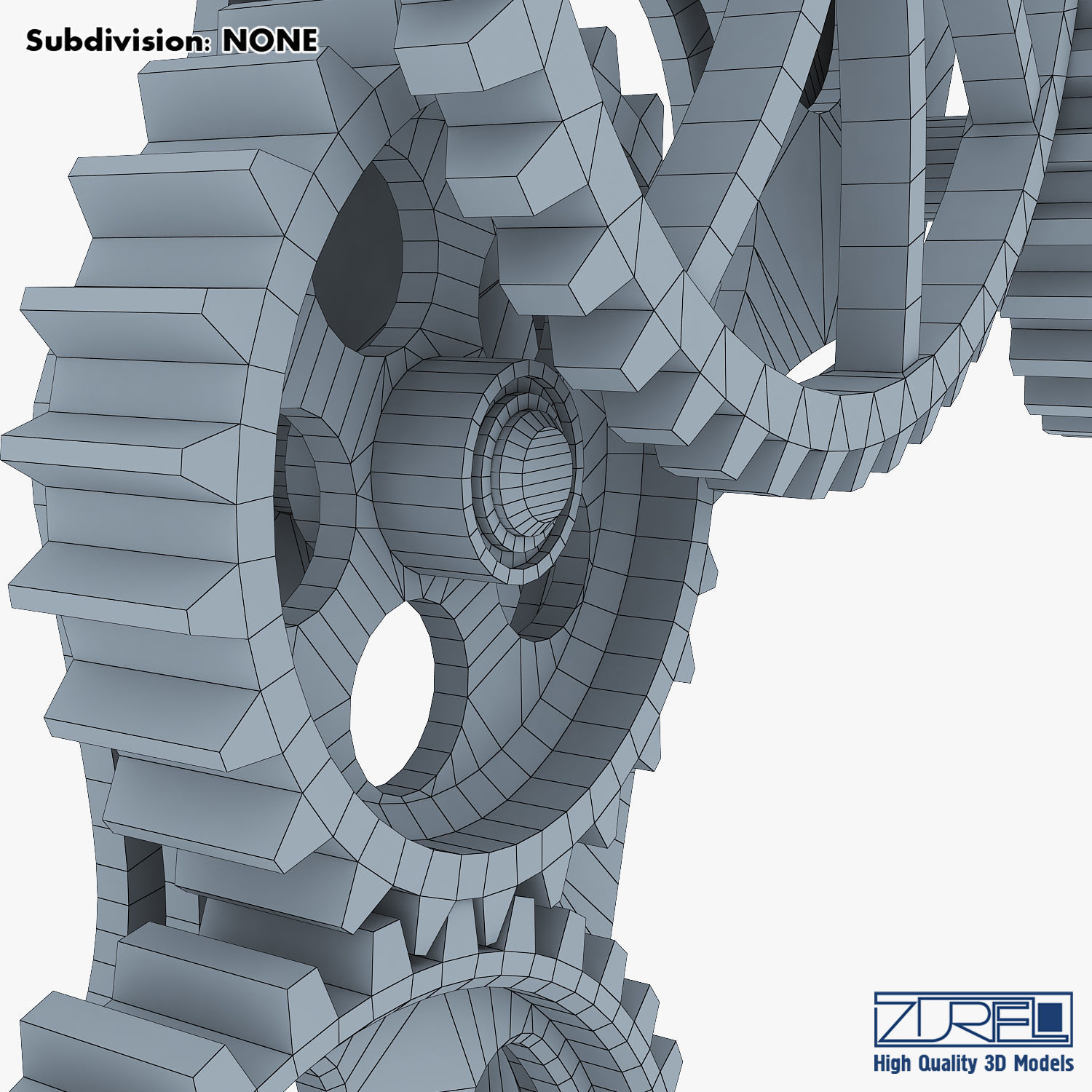 Gear Mechanism Low Poly v 4 Low-poly 3D model_41
