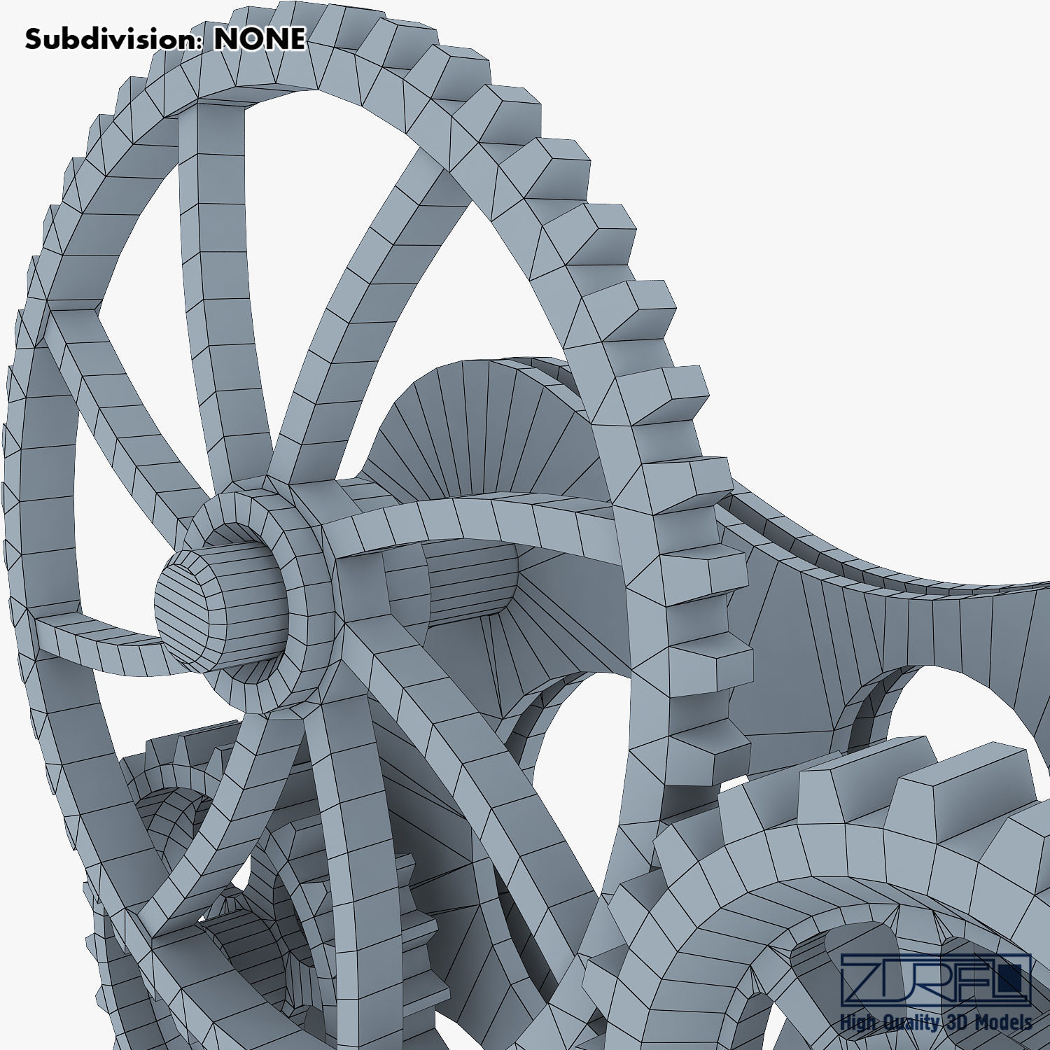 Gear Mechanism Low Poly v 4 Low-poly 3D model_40