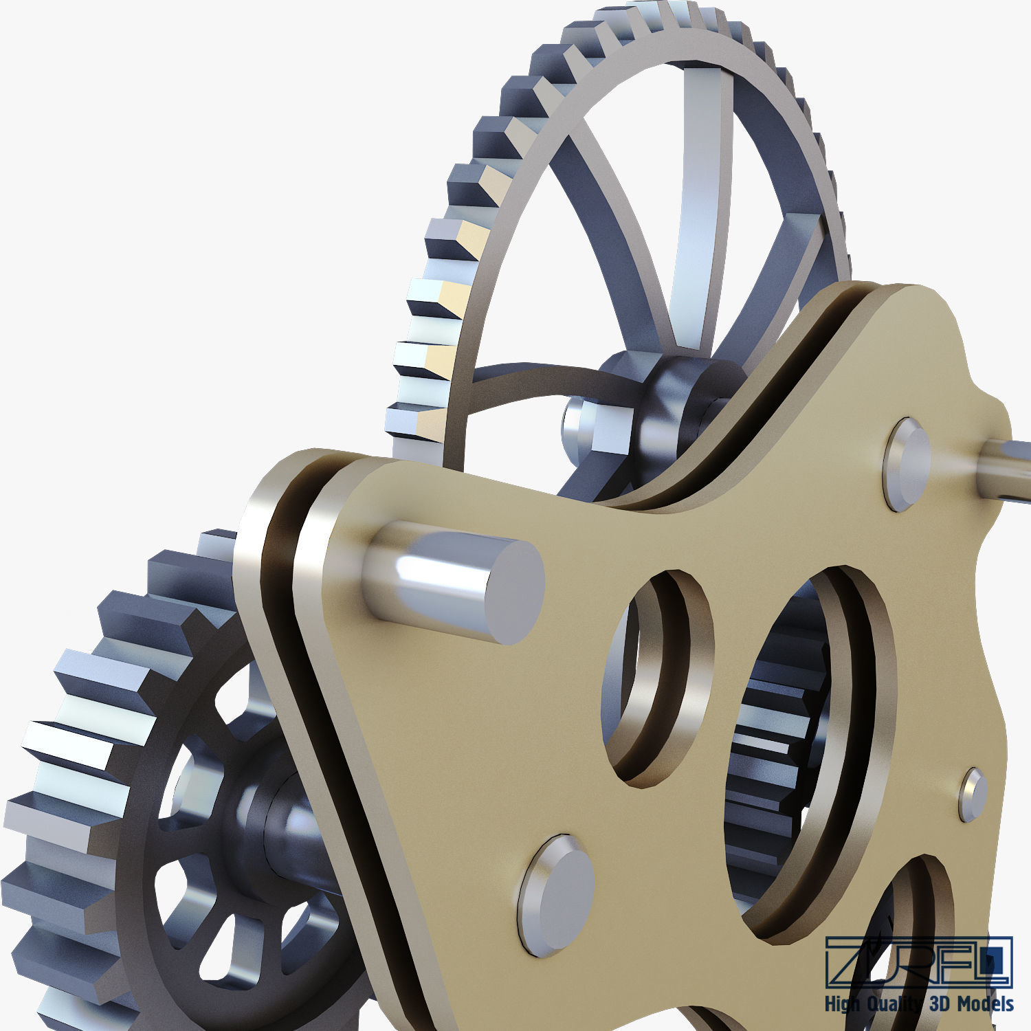 Gear Mechanism Low Poly v 4 Low-poly 3D model_22
