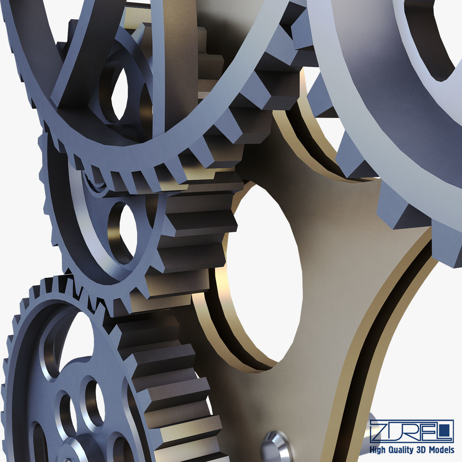Gear Mechanism Low Poly v 4 Low-poly 3D model_20