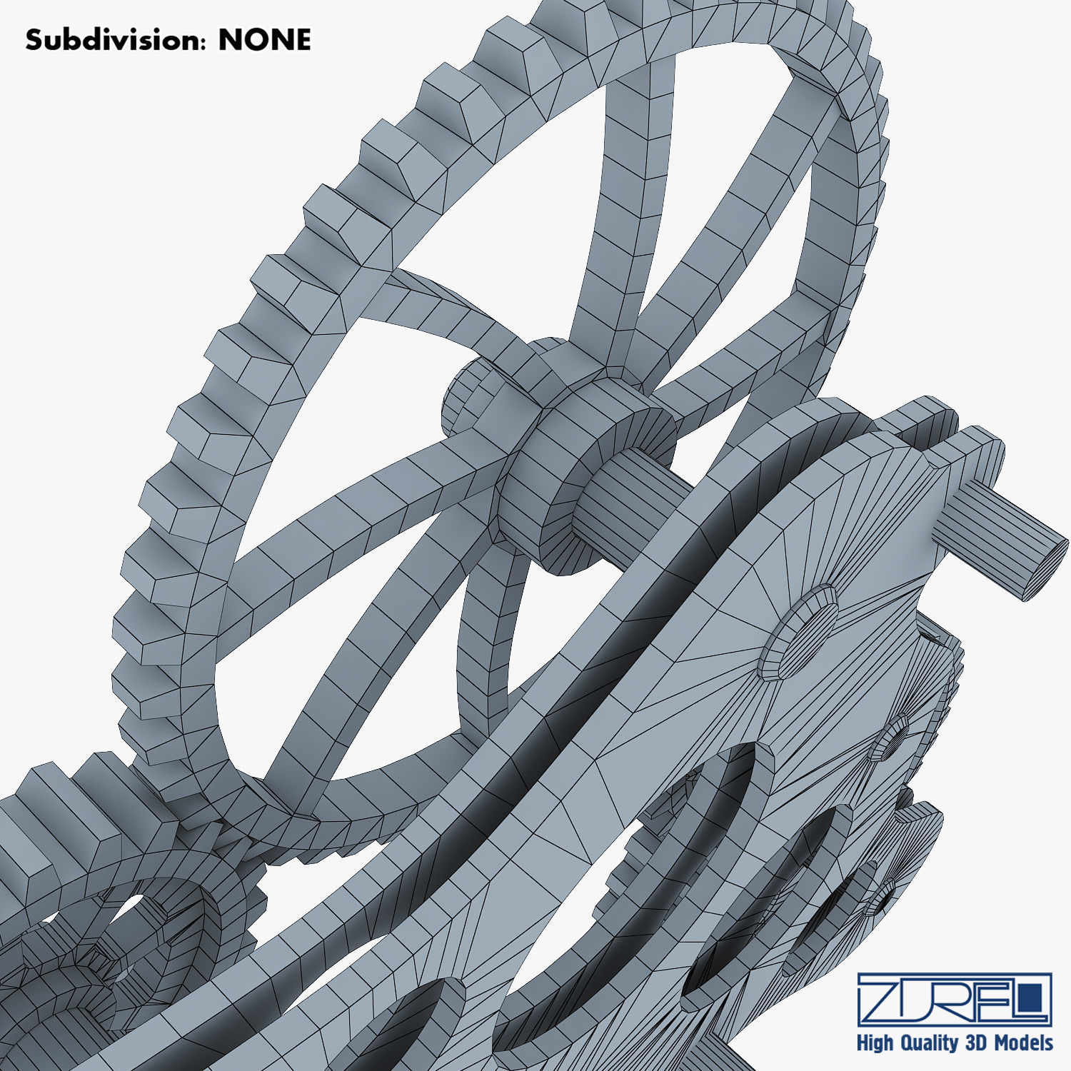 Gear Mechanism Low Poly v 4 Low-poly 3D model_47