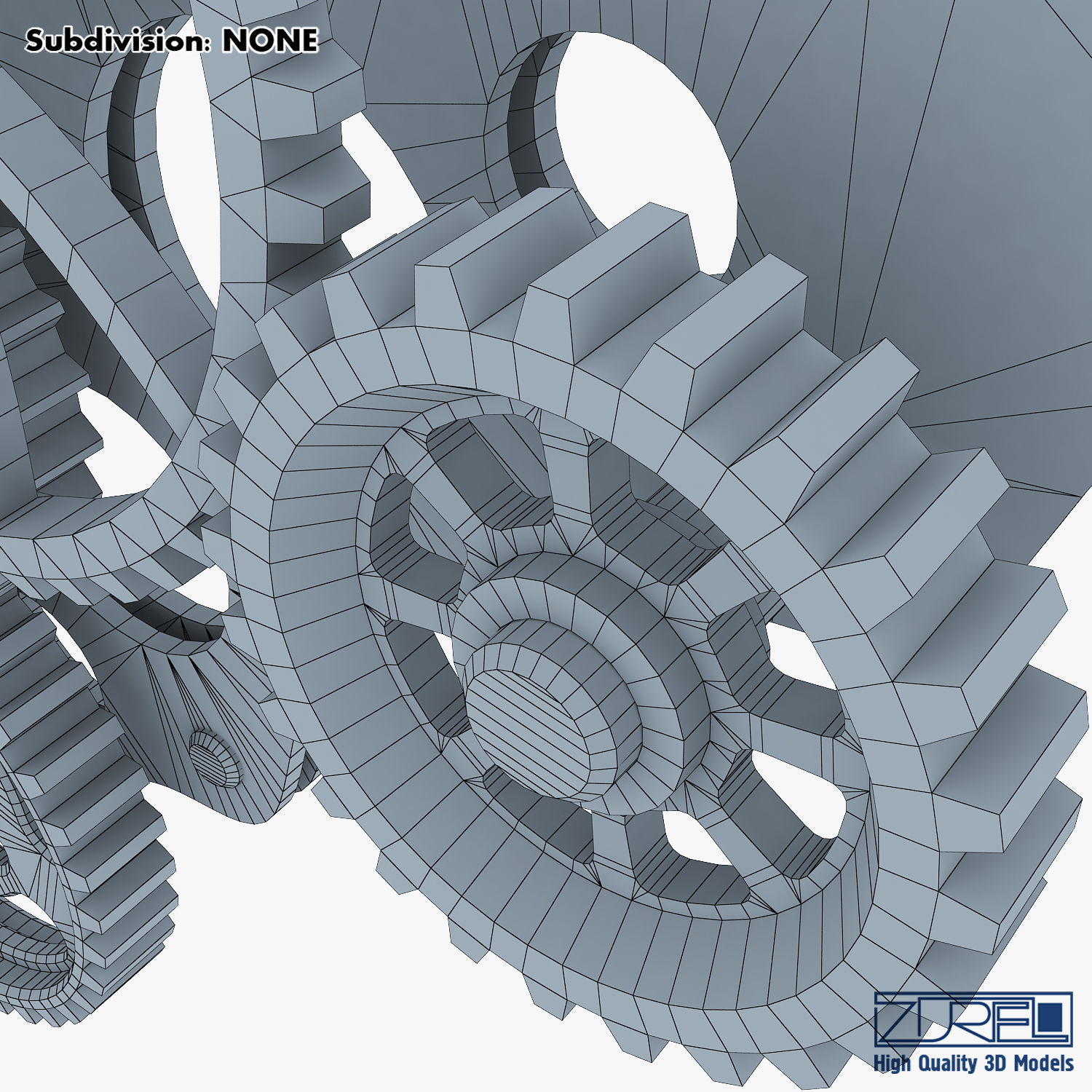 Gear Mechanism Low Poly v 4 Low-poly 3D model_39