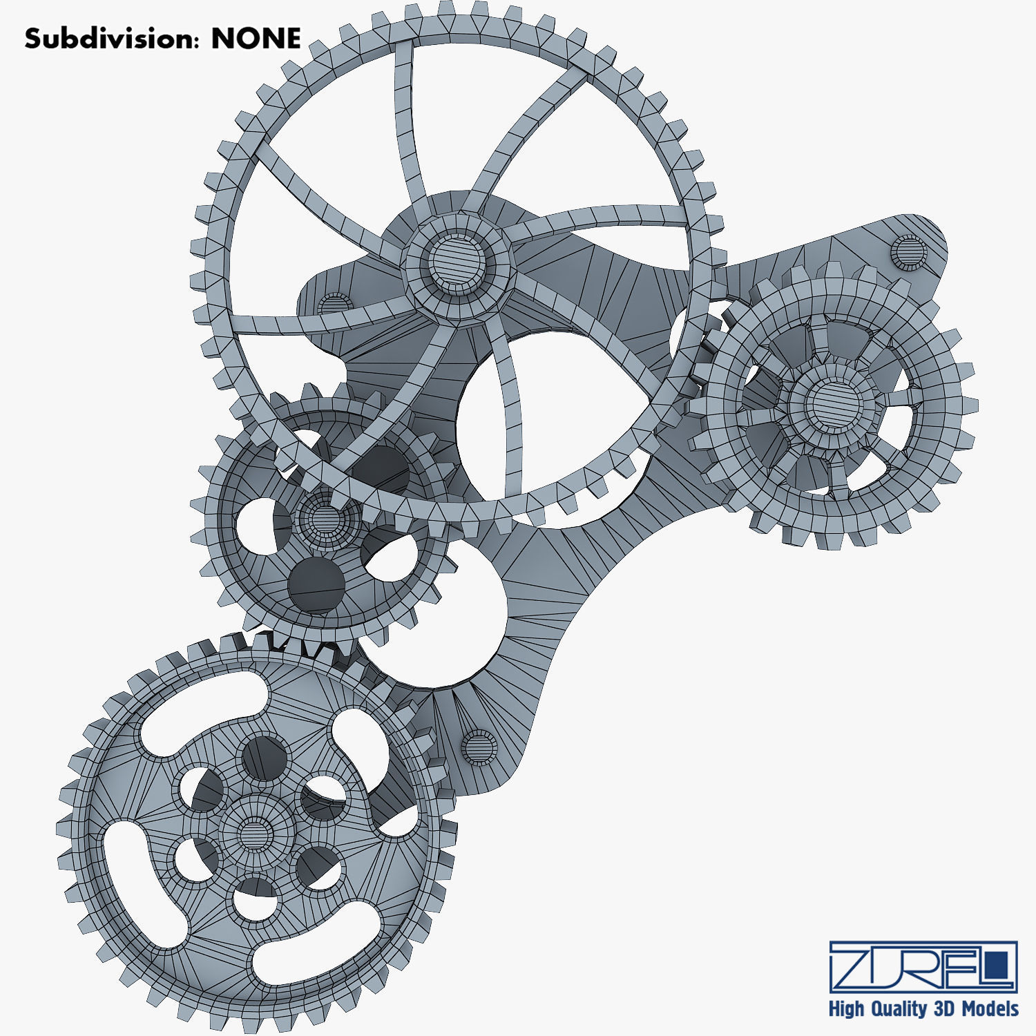 Gear Mechanism Low Poly v 4 Low-poly 3D model_35