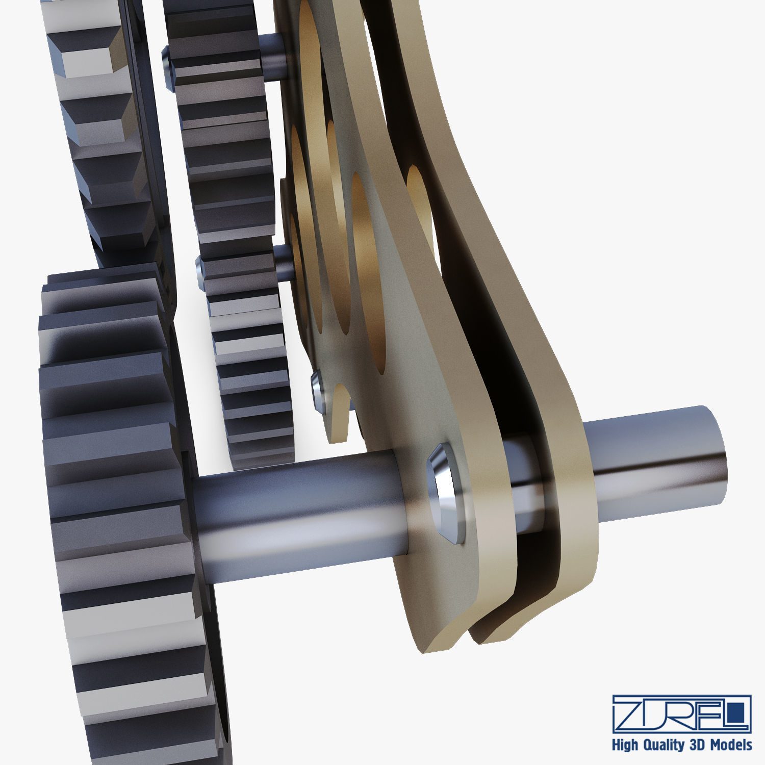 Gear Mechanism Low Poly v 4 Low-poly 3D model_26